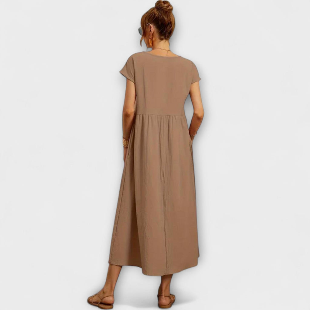 Elena - Robe d'Été Légère Vert Olive