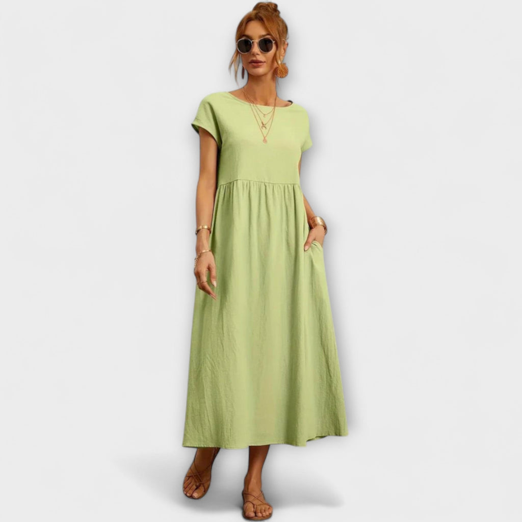 Elena - Robe d'Été Légère Vert Olive