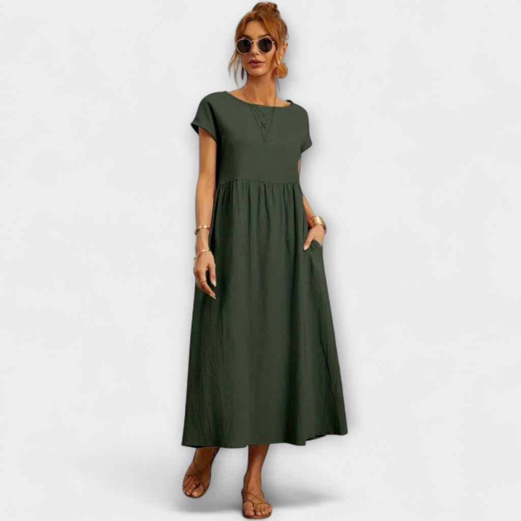 Elena - Robe d'Été Légère Vert Olive