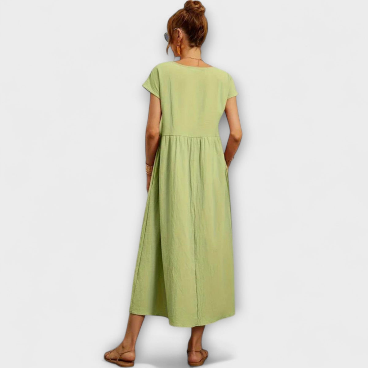 Elena - Robe d'Été Légère Vert Olive
