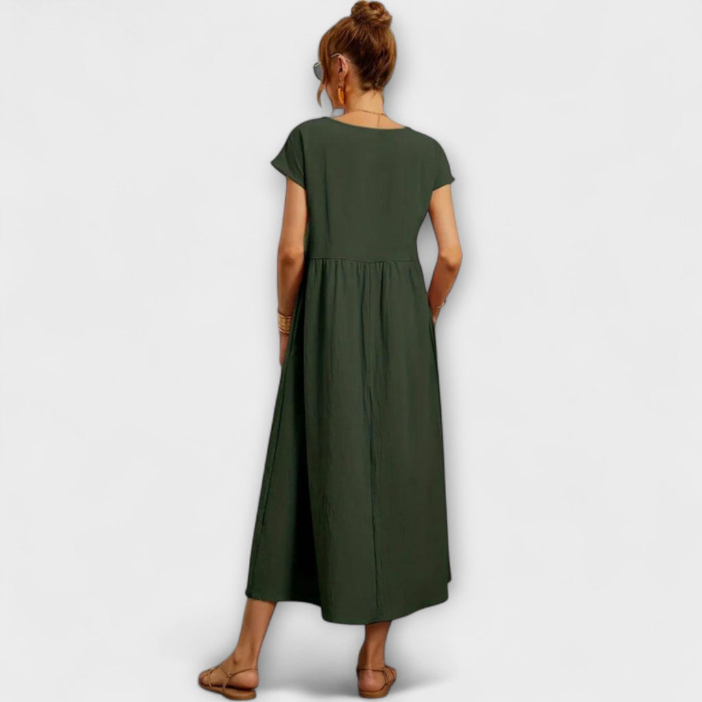 Elena - Robe d'Été Légère Vert Olive