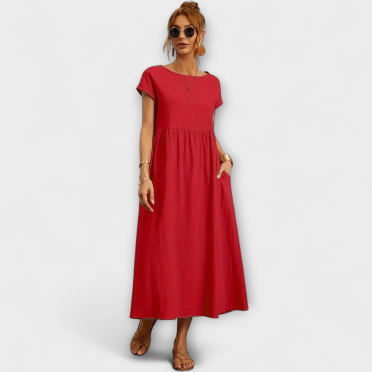 Elena - Robe d'Été Légère Vert Olive
