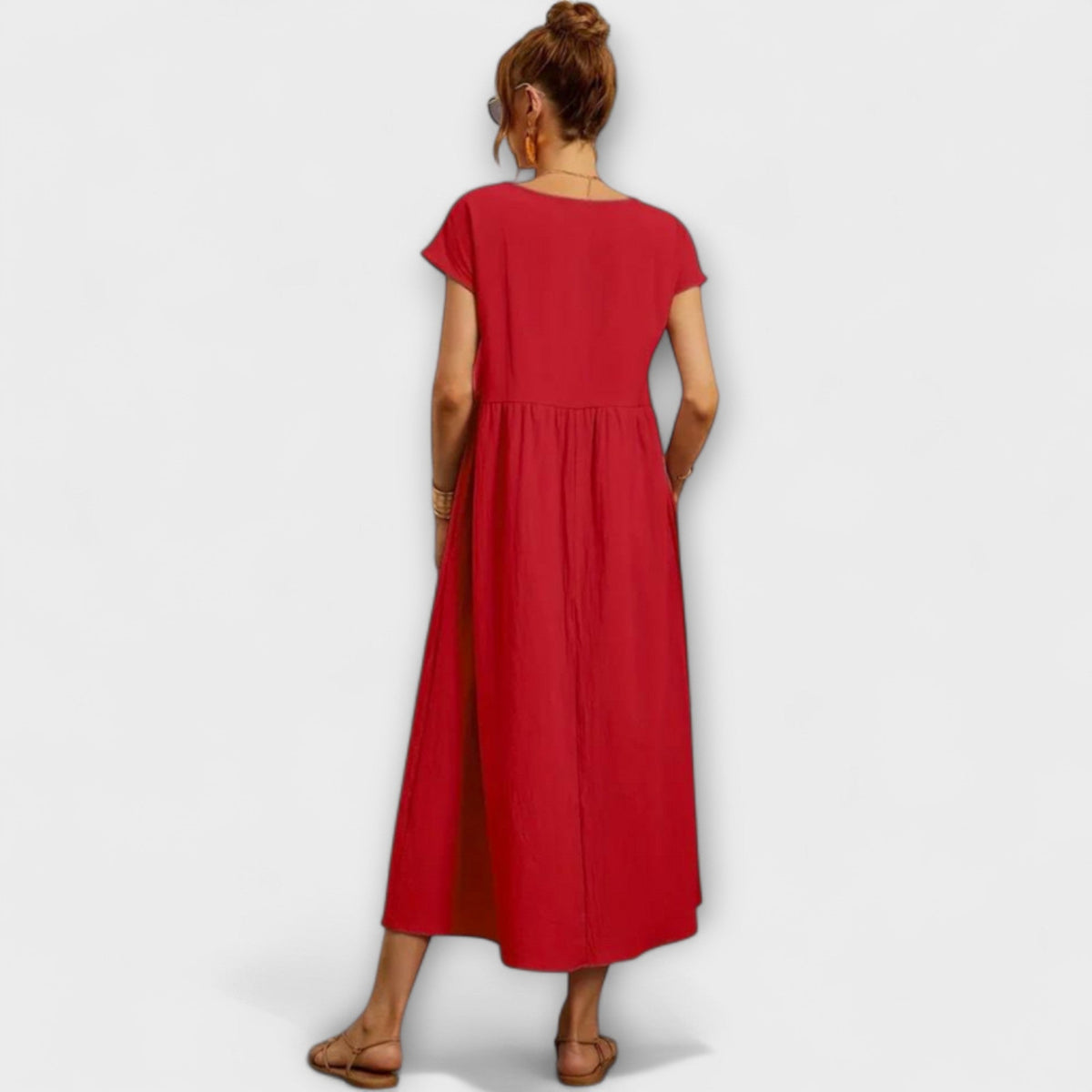 Elena - Robe d'Été Légère Vert Olive