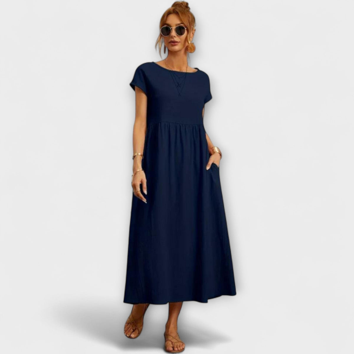 Elena - Robe d'Été Légère Vert Olive