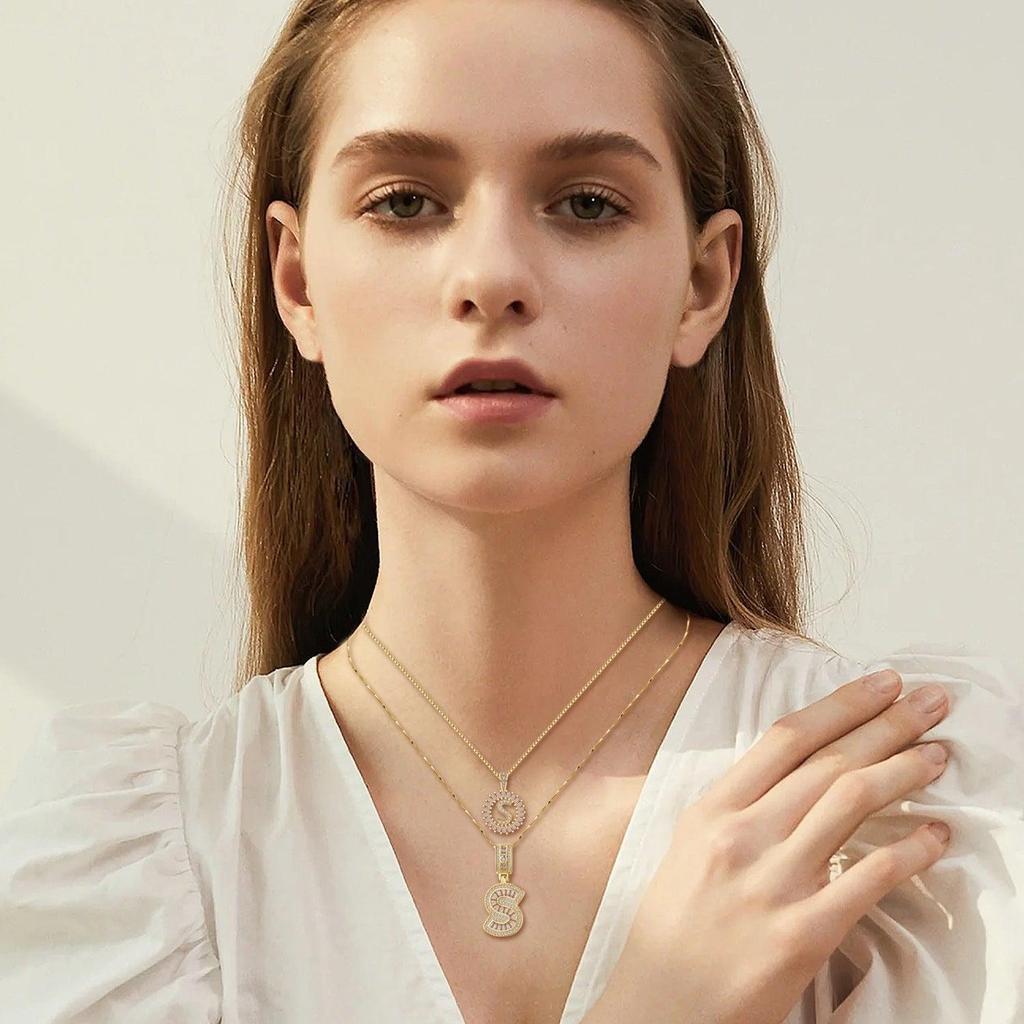 Pavé-Initialen-Halskette-Set