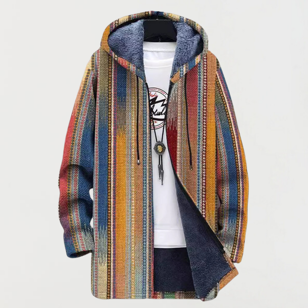 Manteau à capuche à rayures multicolores