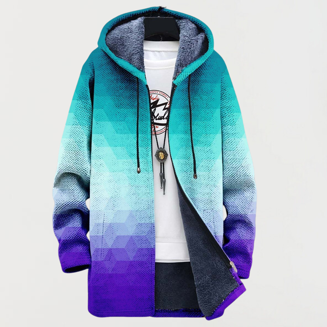 Manteau à capuche à motifs hexagonaux en dégradé