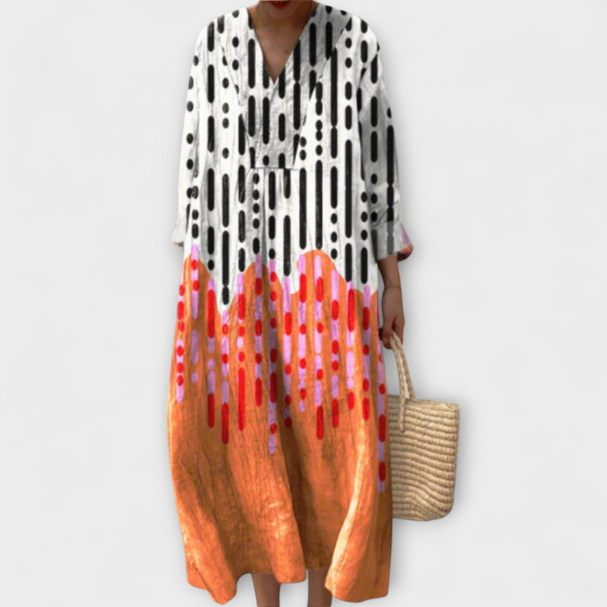 Alden - Robe Blanche à Dégradé Orange
