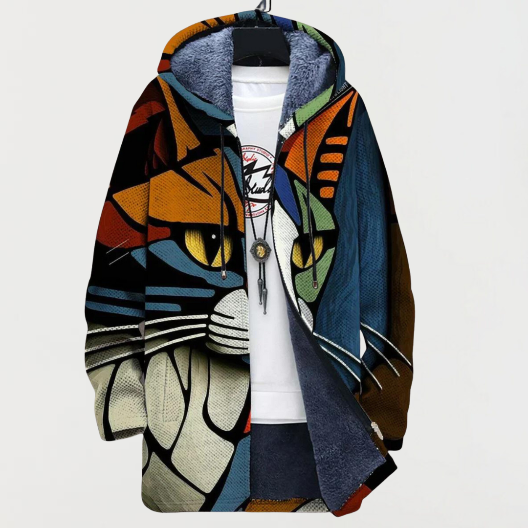 Gilet à capuche à motif de visage de chat
