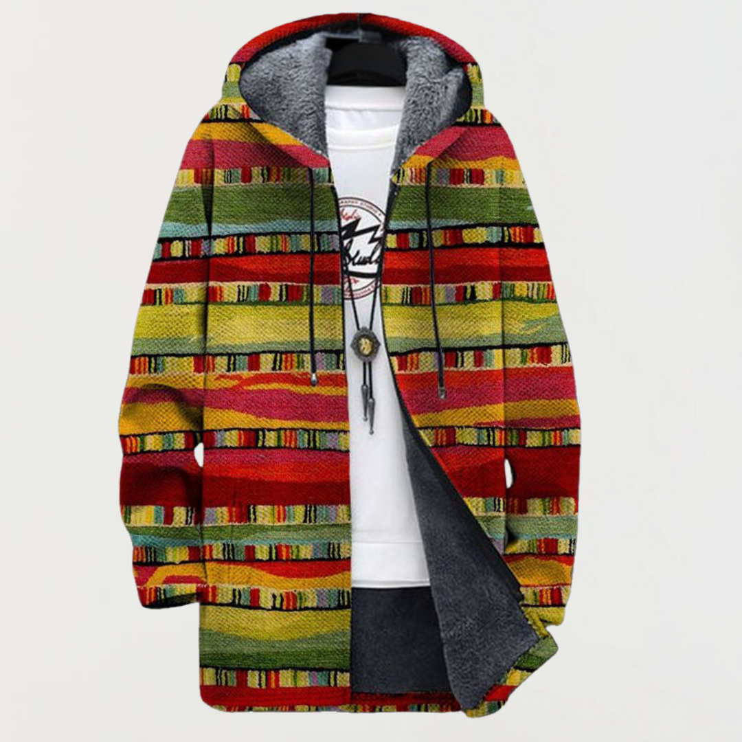Gilet à capuche à rayures ethniques