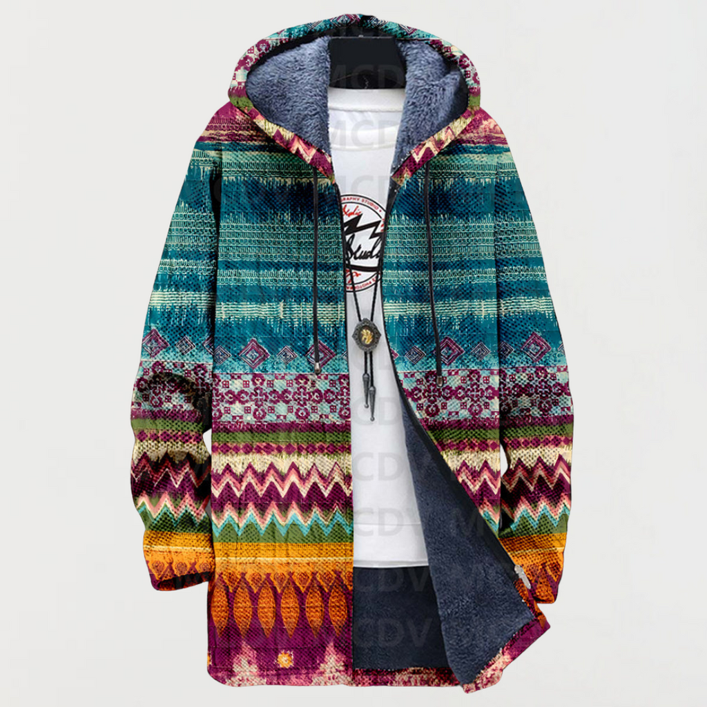Manteau à capuche à motifs ethniques