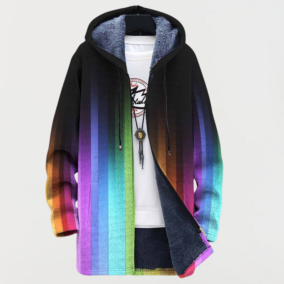 Manteau à capuche à rayures arc-en-ciel
