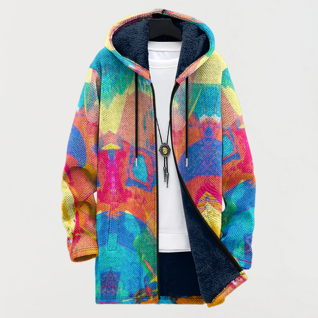 Sweat à capuche à imprimé artistique multicolore