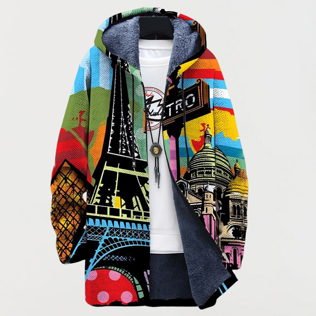 Sweat à capuche à imprimé parisien