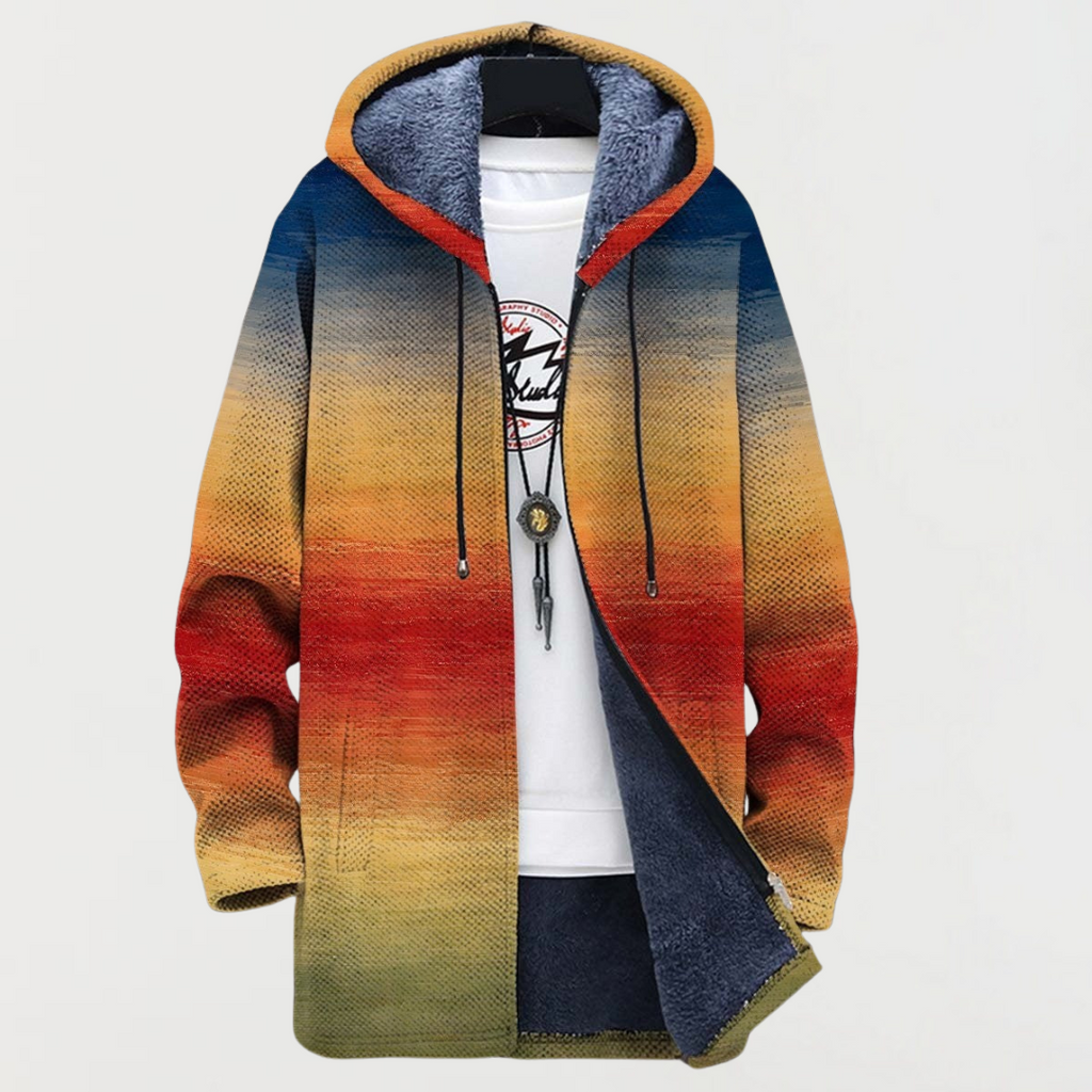 Manteau à capuche en dégradé de couleurs coucher de soleil