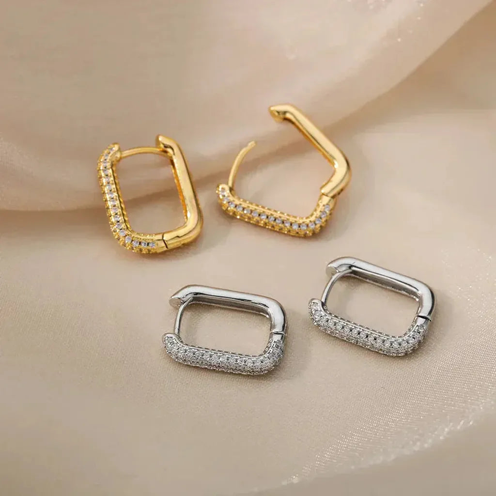 Boucles d’oreilles Valeria carrées et rondes