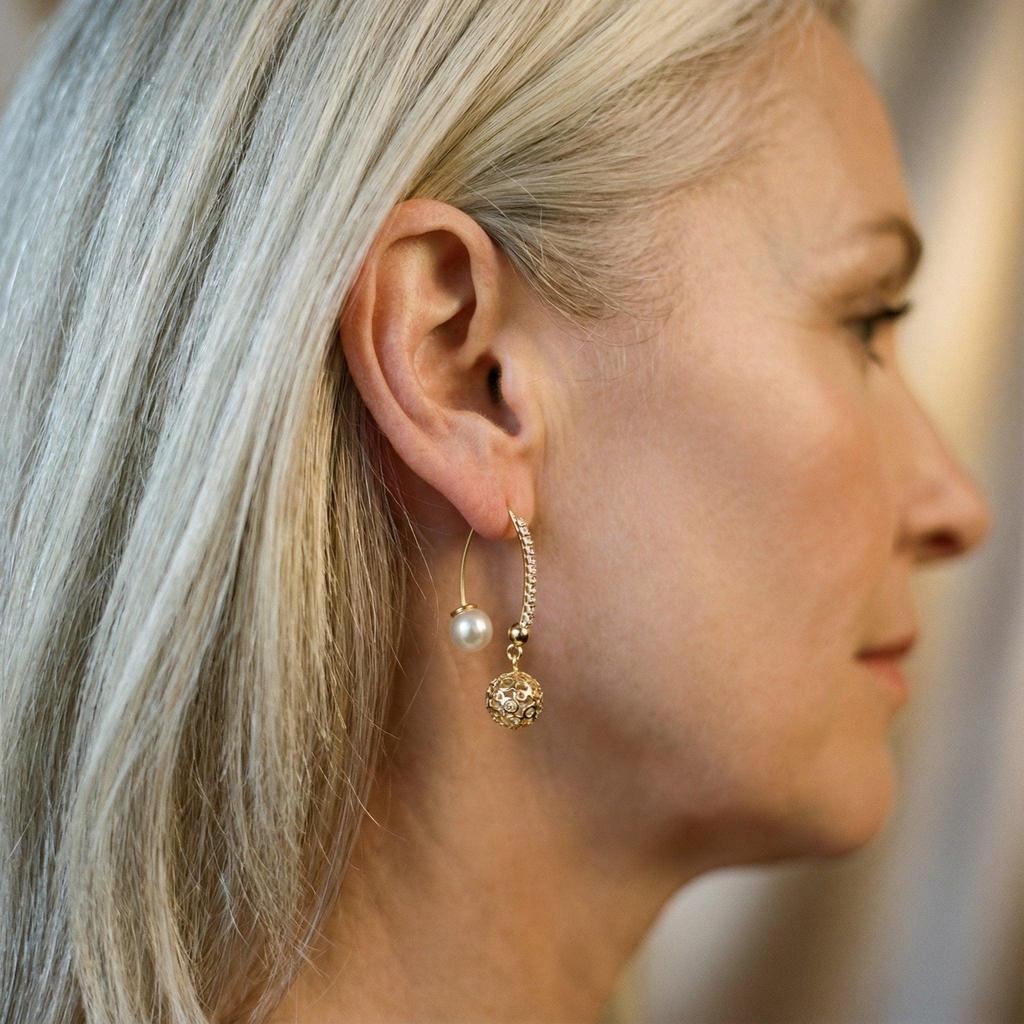 Boucles d’oreilles pendantes rétro à marguerites dorées