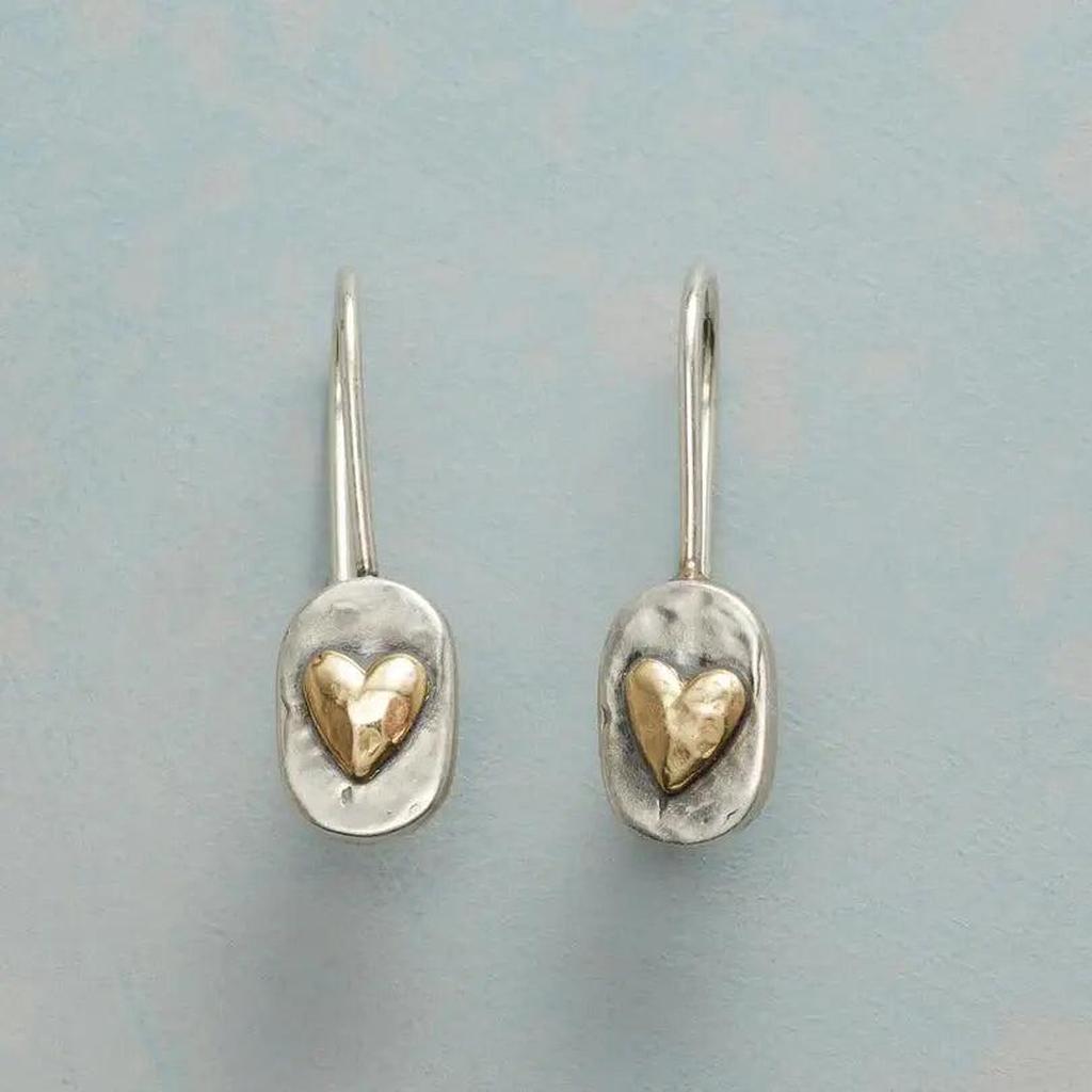 Boucles d’oreilles rétro en cœur bicolore