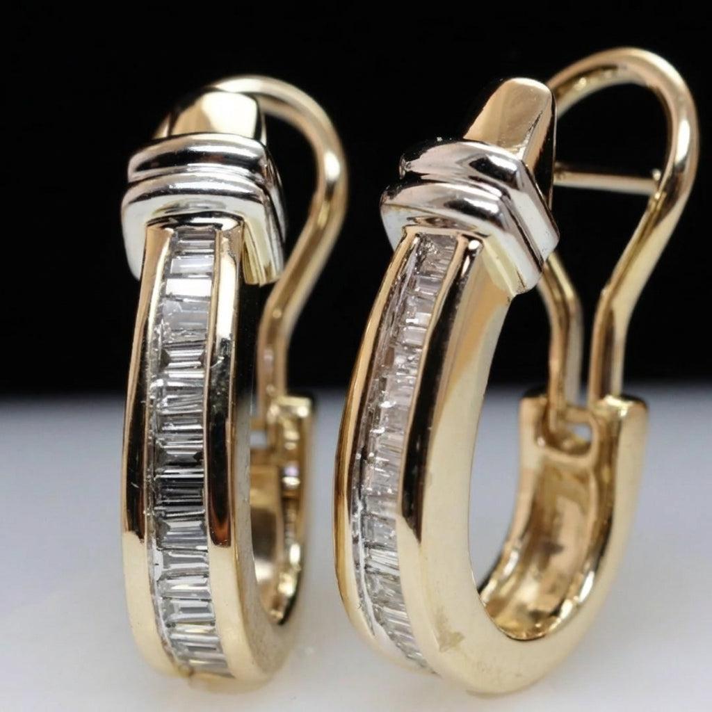 Boucles d’oreilles rétro dorées à zirconiums