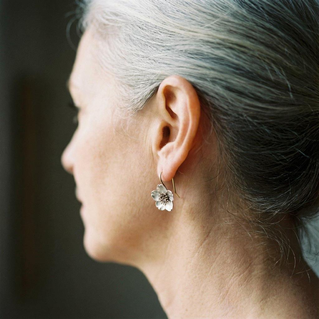 Boucles d’oreilles fleurs rétro bicolores