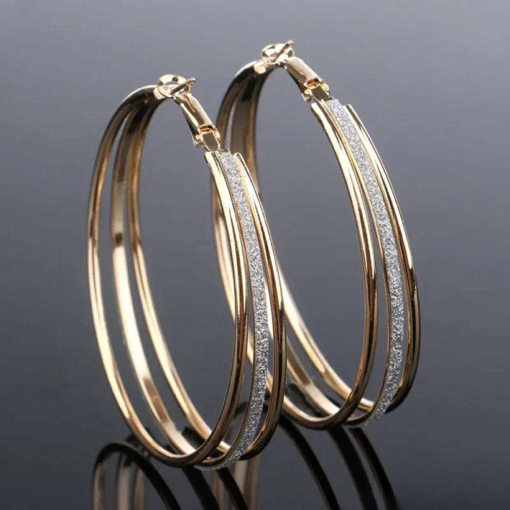 Boucles d’oreilles rétro effet or blanc