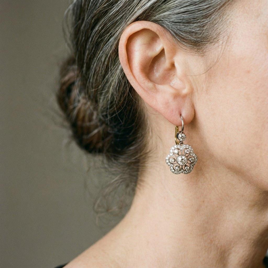 Boucles d’oreilles rétro à cristaux