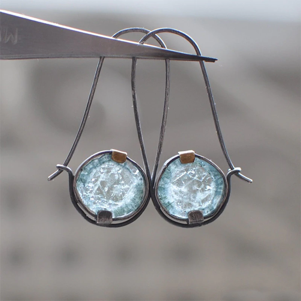 Boucles d’oreilles rétro aux cristaux marins