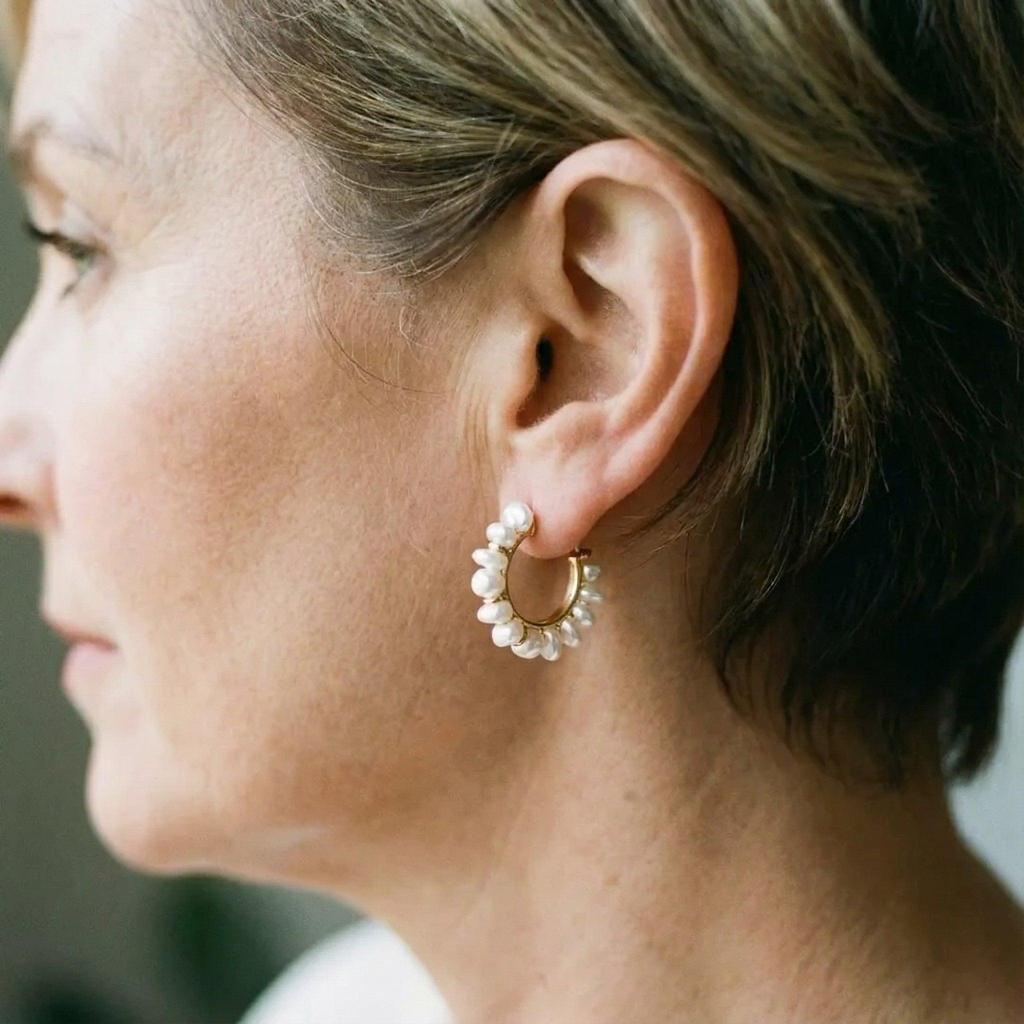 Boucles d’oreilles rétro à perle blanche