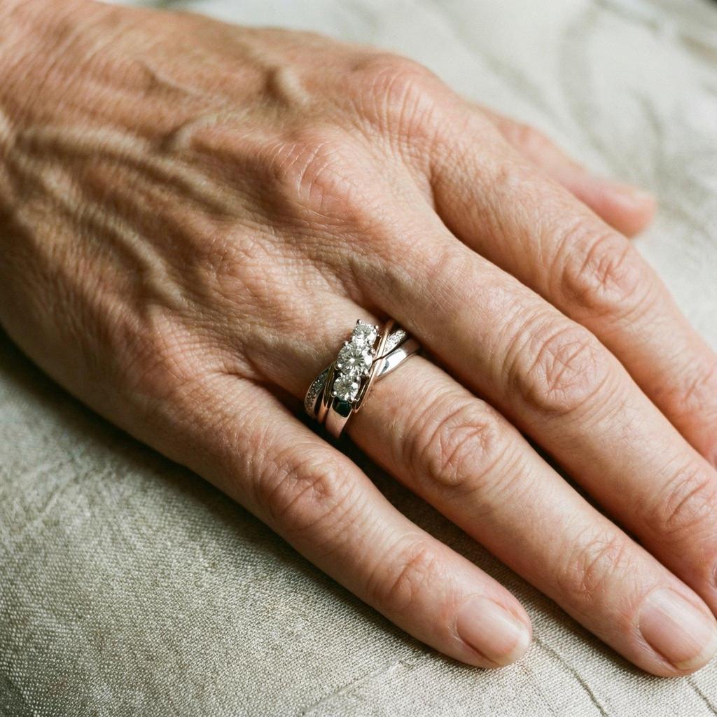 Retro-Ring in Gold und Weißgold mit Zirkonia
