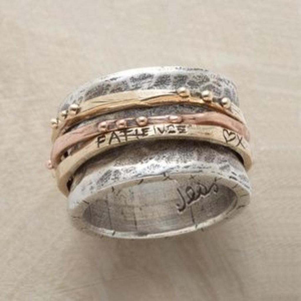 Bague rétro bicolore rose doré et argenté