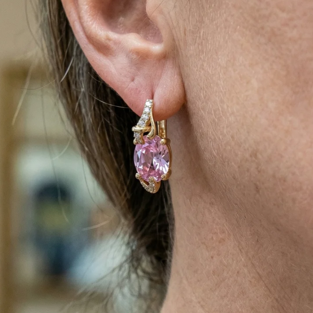 Boucles d’oreilles goutte « Matin de rose » | Doré
