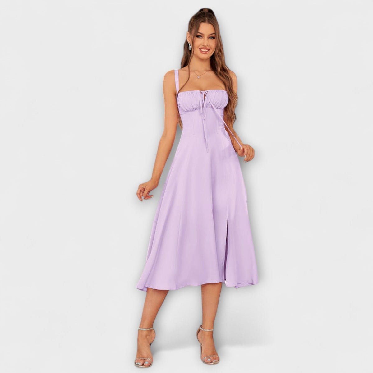 Hope - Robe Crème à Volants et Fente
