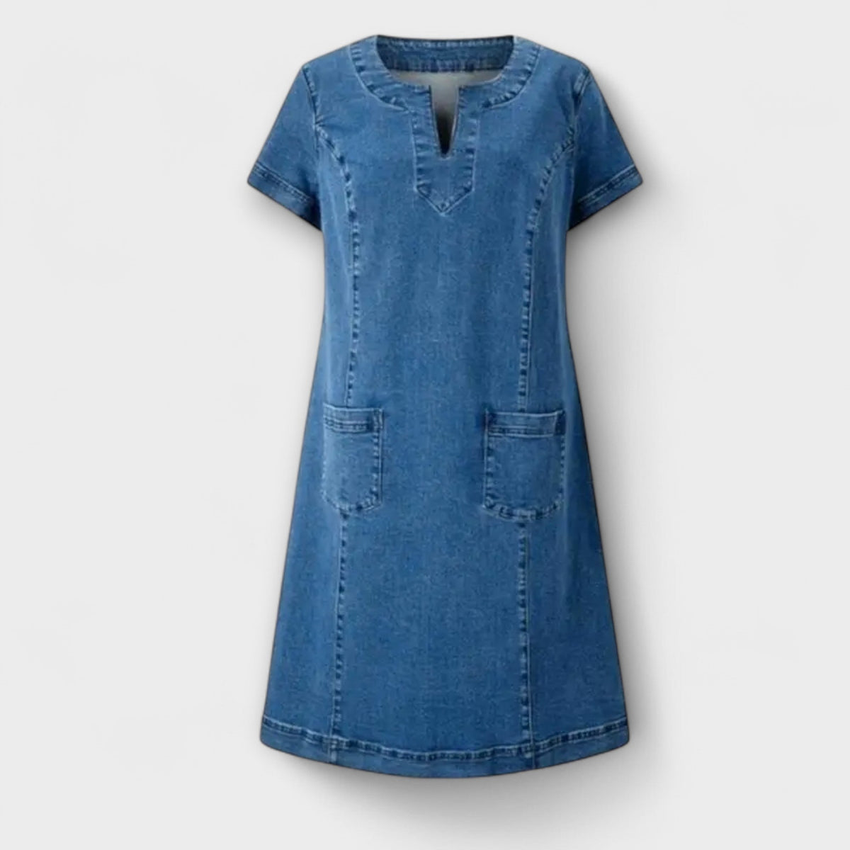Mathea - Robe en Jean Douce à Col V