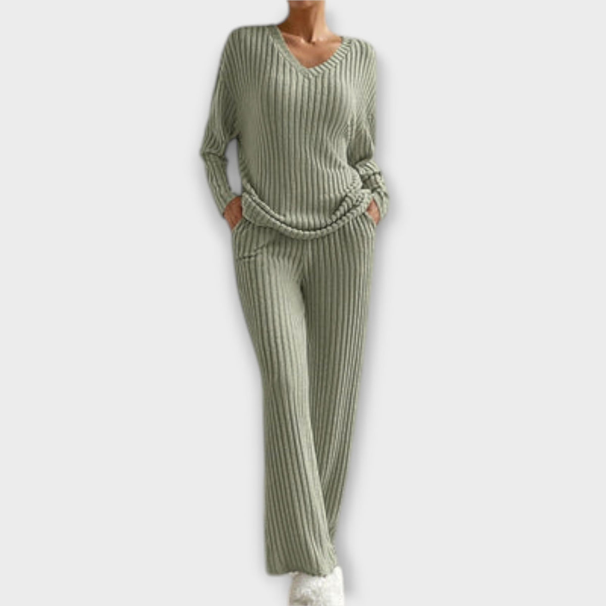 Kathy - Ensemble Tricoté Confortable Beige
