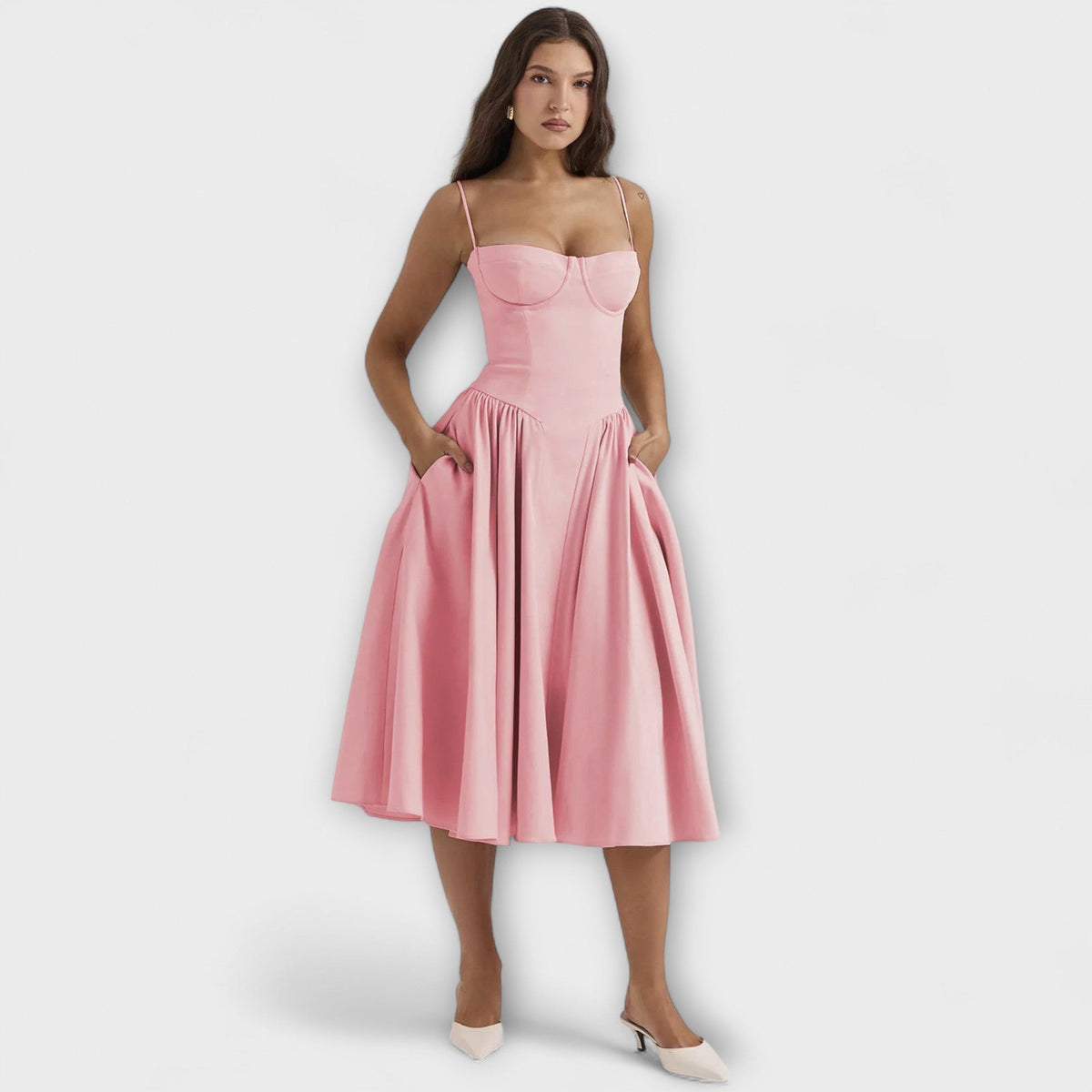 Rosalie - Robe Corset Sans Manches Vert Sauge