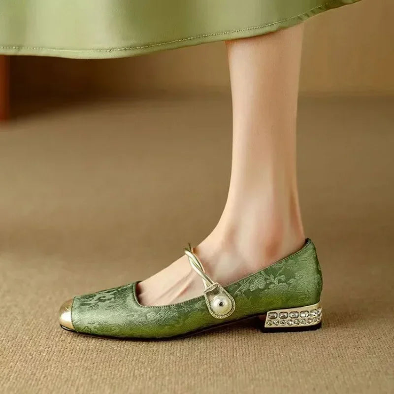 Adelheid - Mary Jane en Velours Vert