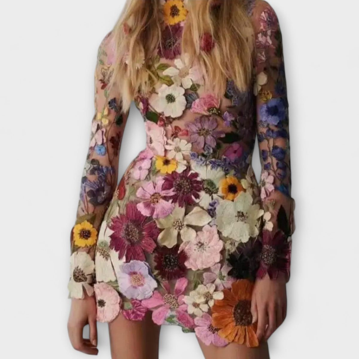 Dolores - Robe à Motif Floral 3D