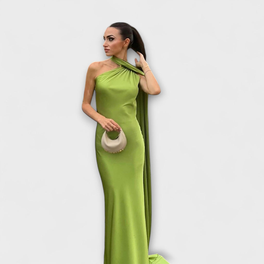 Robe Longue Chic Orange Épaules Dénudées