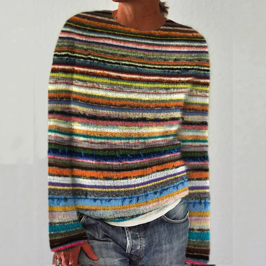 Esteri | Pull Rétro Foncé à Rayures Colorées