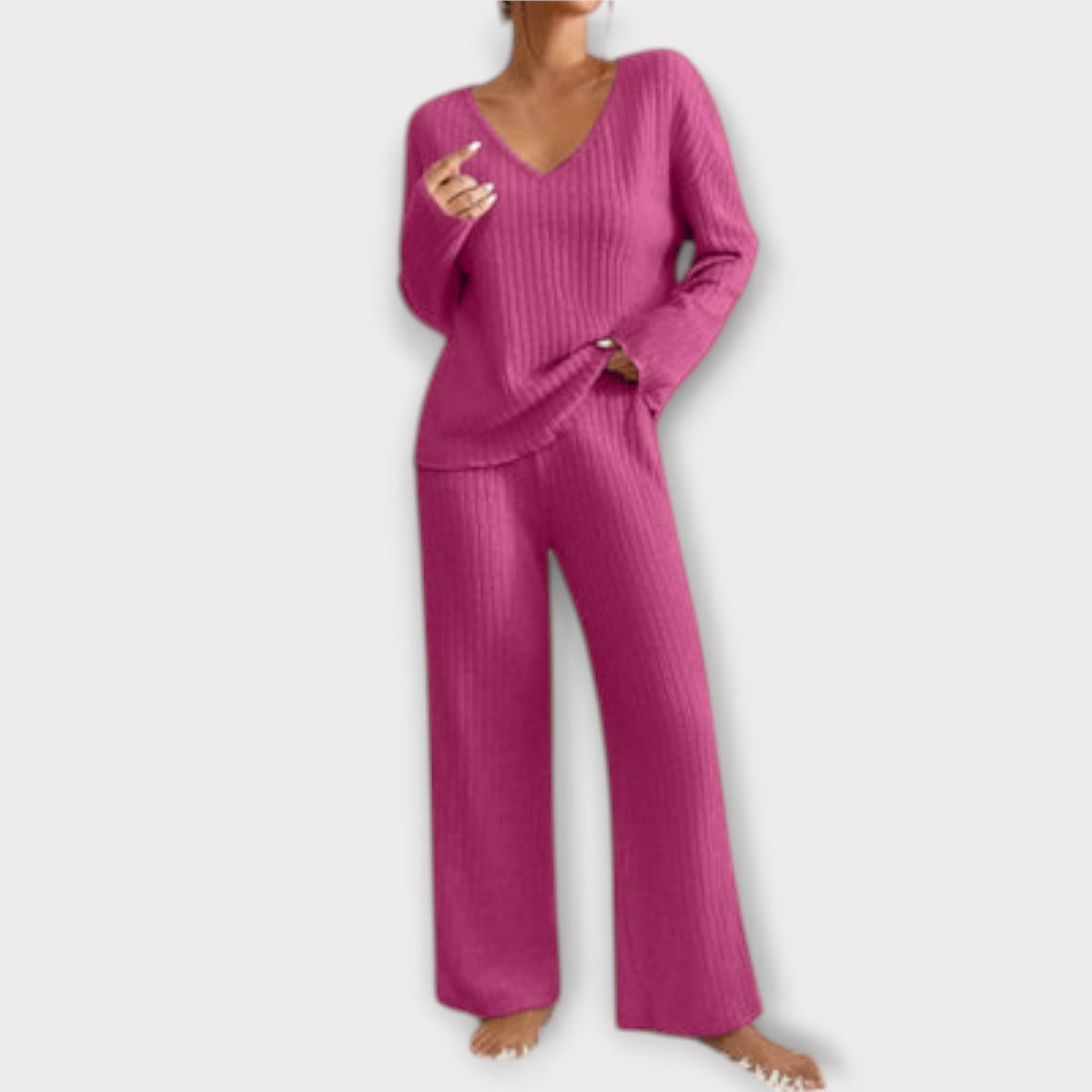 Kathy - Ensemble Tricoté Confortable Beige