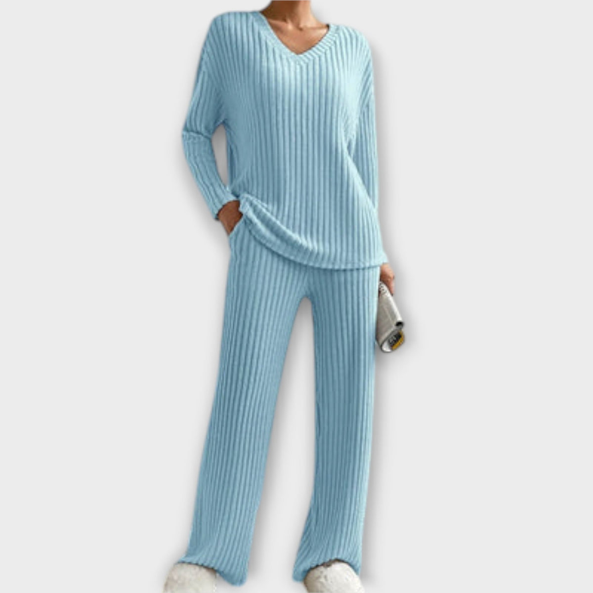 Kathy - Ensemble Tricoté Confortable Beige