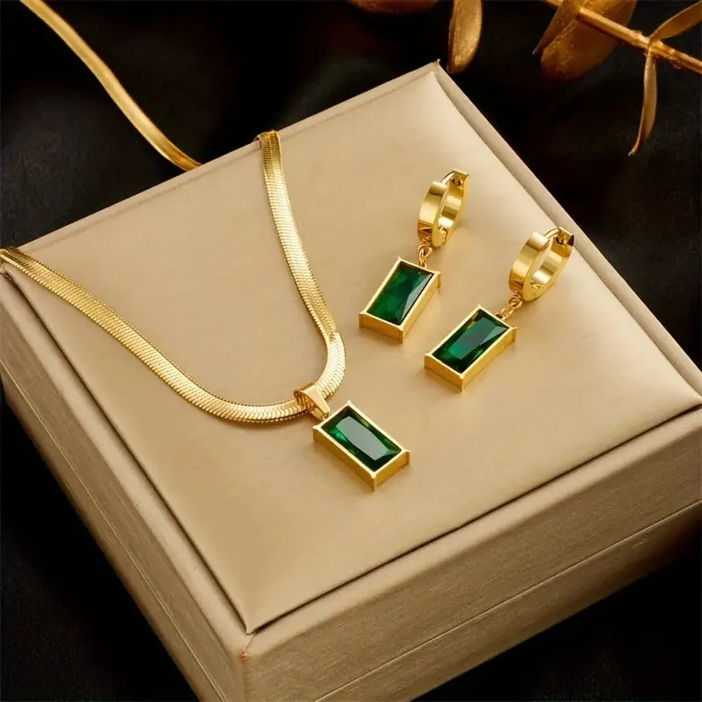 Lina Esmeralda — Parure de bijoux verte