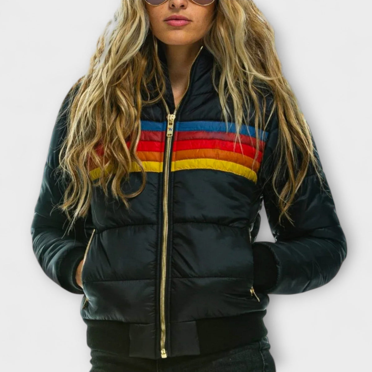 Roswitha - Parka Rétro Colorée à Capuche Fourrure Synthétique