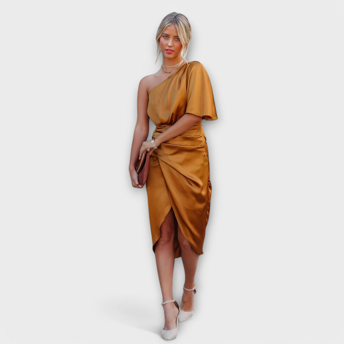 Élise - Robe de Soirée Luxueuse Bleue Une Épaule