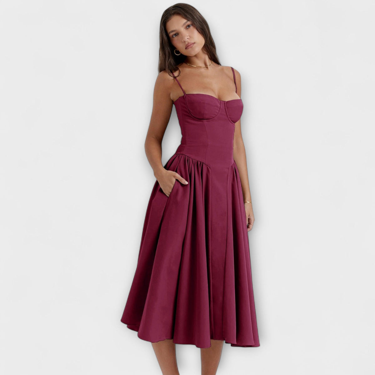 Rosalie - Robe Corset Sans Manches Vert Sauge