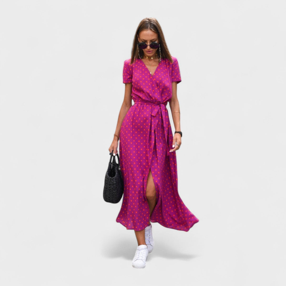 Lila Rosa - Robe Bohème Chic Rose à Motif Floral