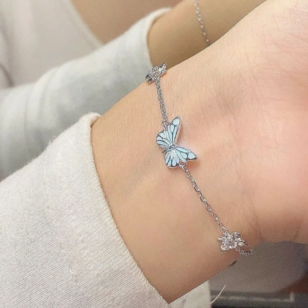 Papillon bleu lumineux — Collier et bracelet