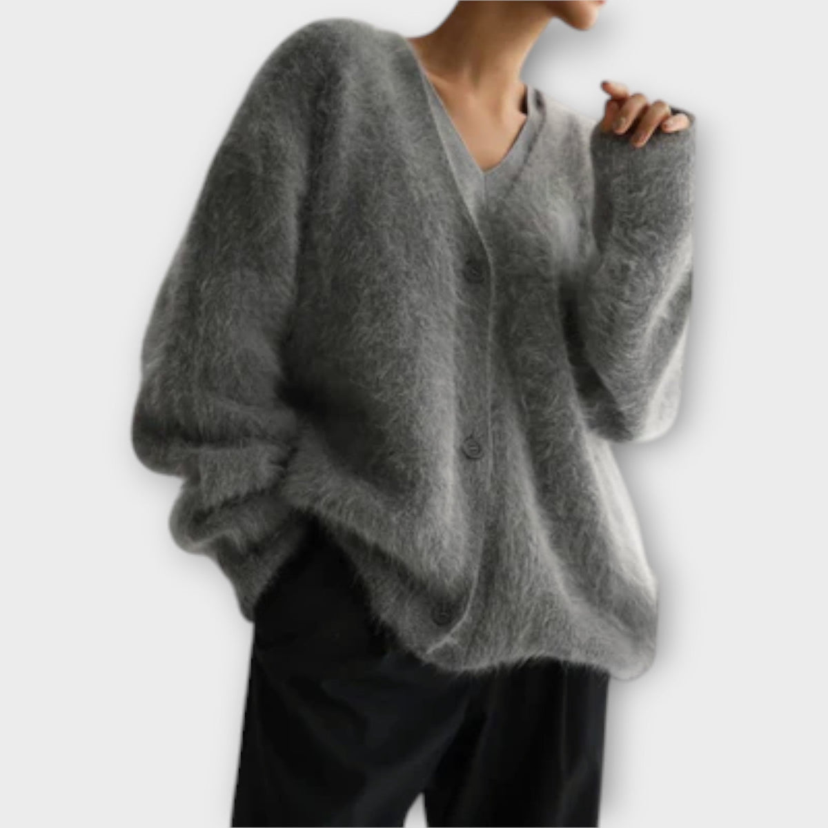 Dahlia - Cardigan Peluche Élégant Beige