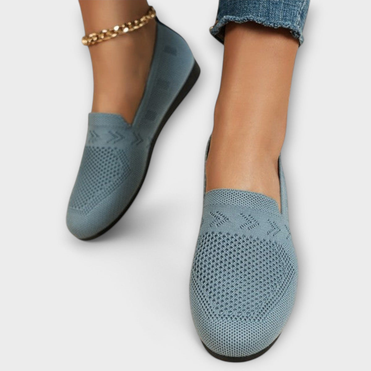Adelheid - Mocassins Tricotés Bleu Clair