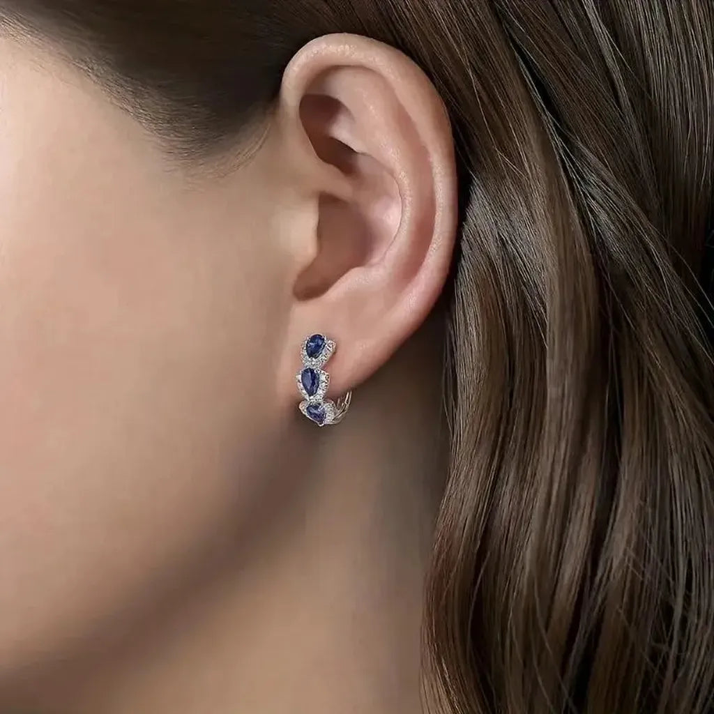 Boucles d’oreilles rayées à cristal brillant